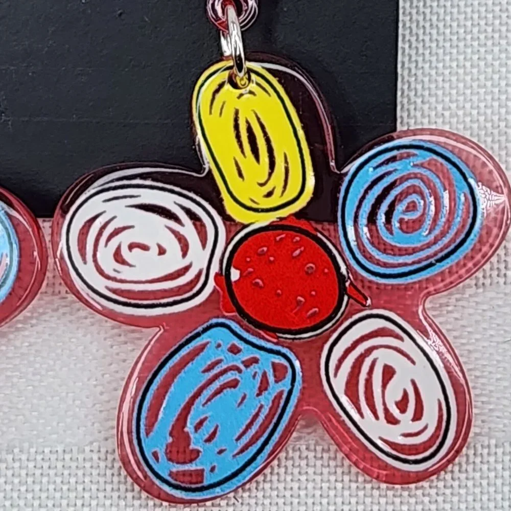 Acrylic Multi Color‎ Flower Earrings Post Back NWT